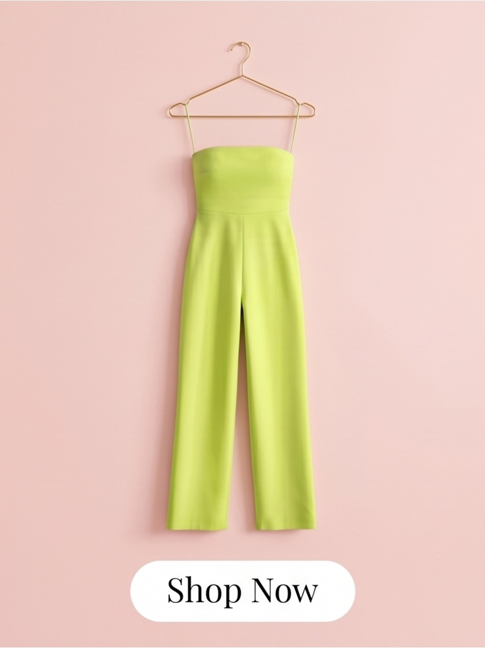 🛍️ FOREVER 21 Y2K Neon Lime Green Strapless Wide Leg Jumpsuit Jumper LARGE NWT - Picture 4 of 8